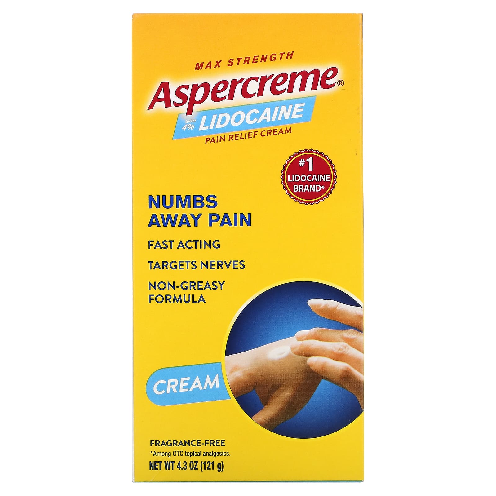 Aspercreme Max Strength Pain Relief Cream with 4% Lidocaine, 4.3 oz - Image 2