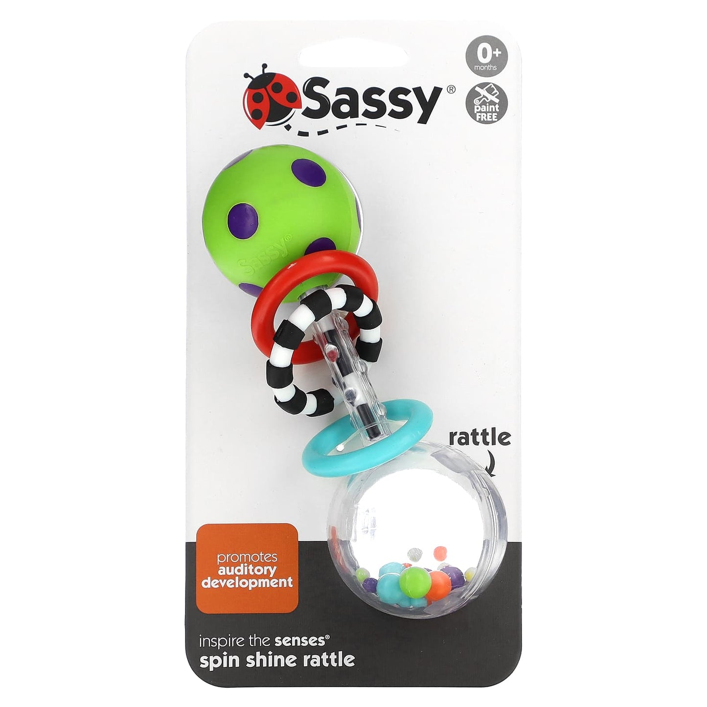 Sassy, Inspire The Senses, Spin Shine Rattle, 0+ Months, 1 Count - Image 1
