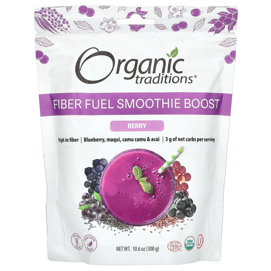 Organic Traditions, Fiber Fuel Smoothie Boost, Berry, 10.6 oz (300 g) - Image 1