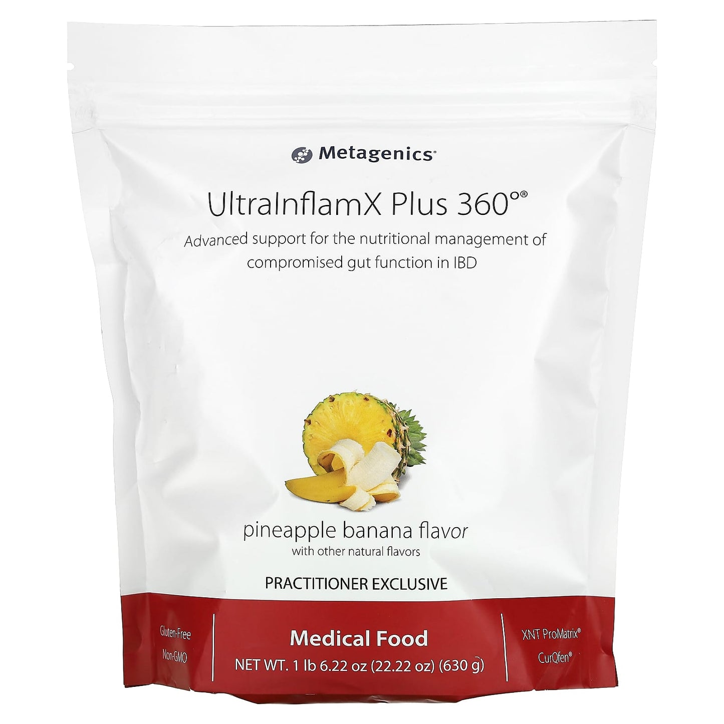 Metagenics, UltraInflamX Plus 360°, Medical Food, Pineapple Banana, 22.22 oz (630 g) - Image 1
