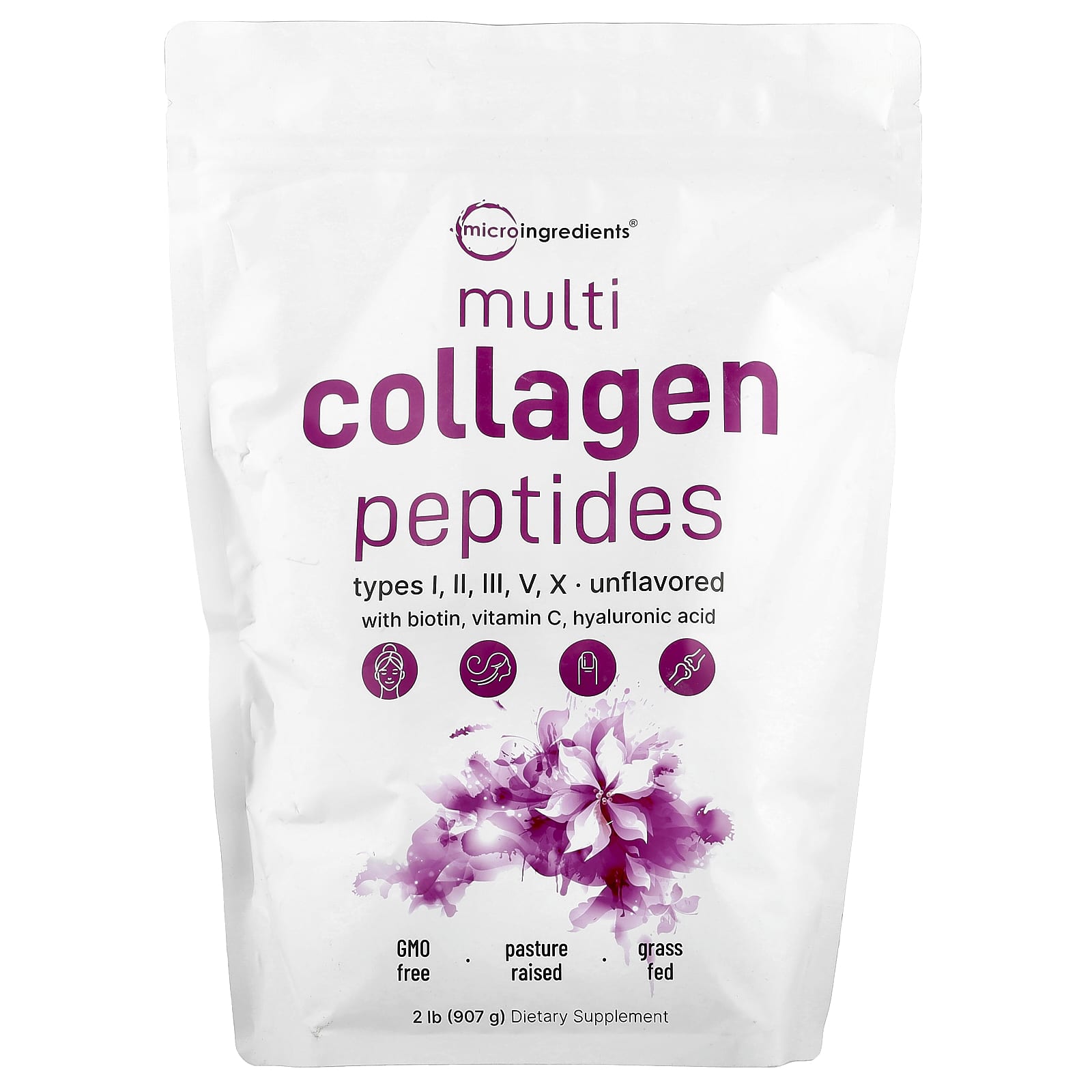 Micro Ingredients, Multi Collagen Peptides, Unflavored, 2 lb (907 g) - Image 1