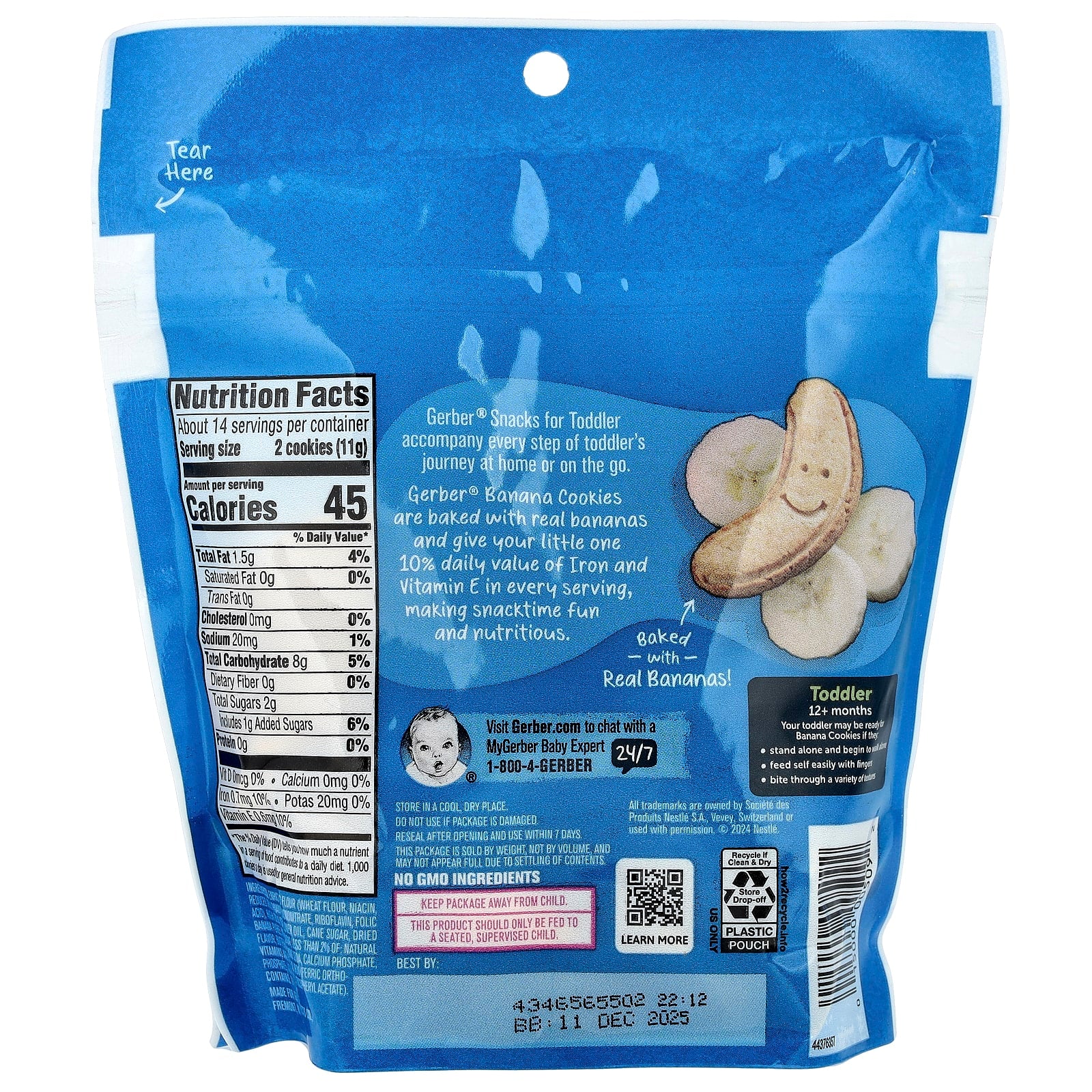 Gerber Banana Cookies for Toddlers, 5oz, 12+ Months, Kosher & No GMOs - Image 2