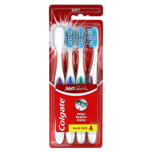 Colgate Optic White 360 Soft Toothbrush, 4-Count - Image 1