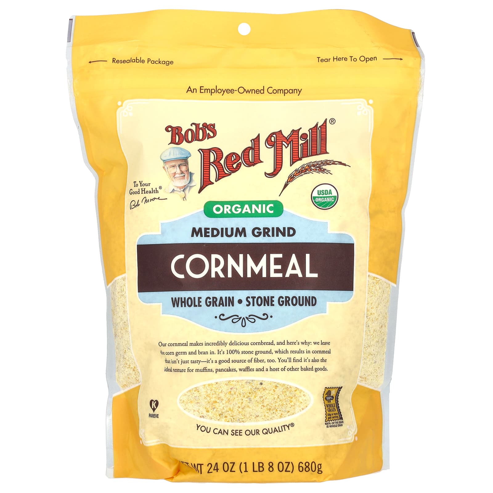 Organic Medium Grind Cornmeal by Bob's Red Mill, USDA Organic - Image 1