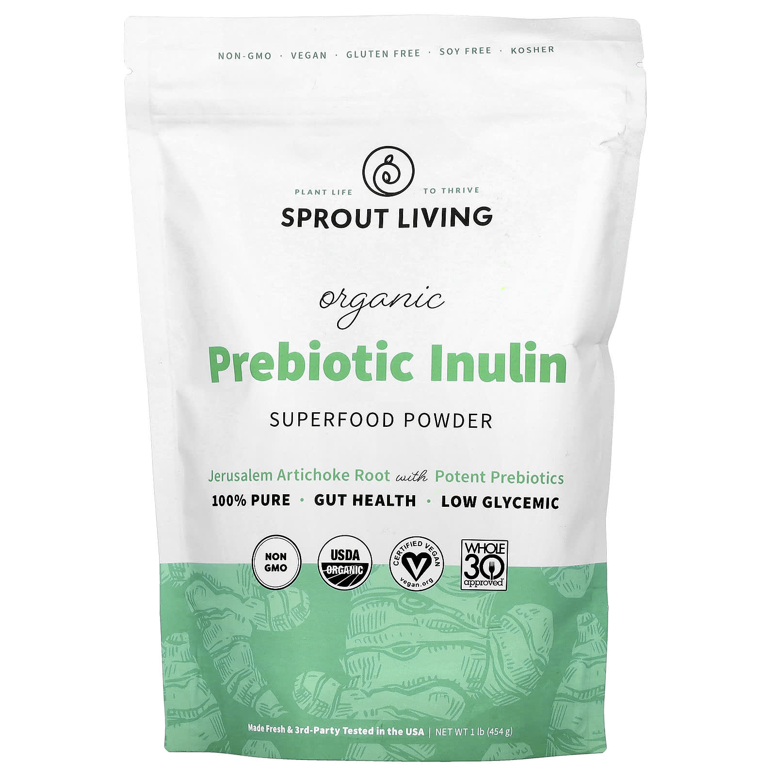 Sprout Living, Organic Prebiotic Inulin, Superfood Powder, 1 lb (454 g) - Image 1