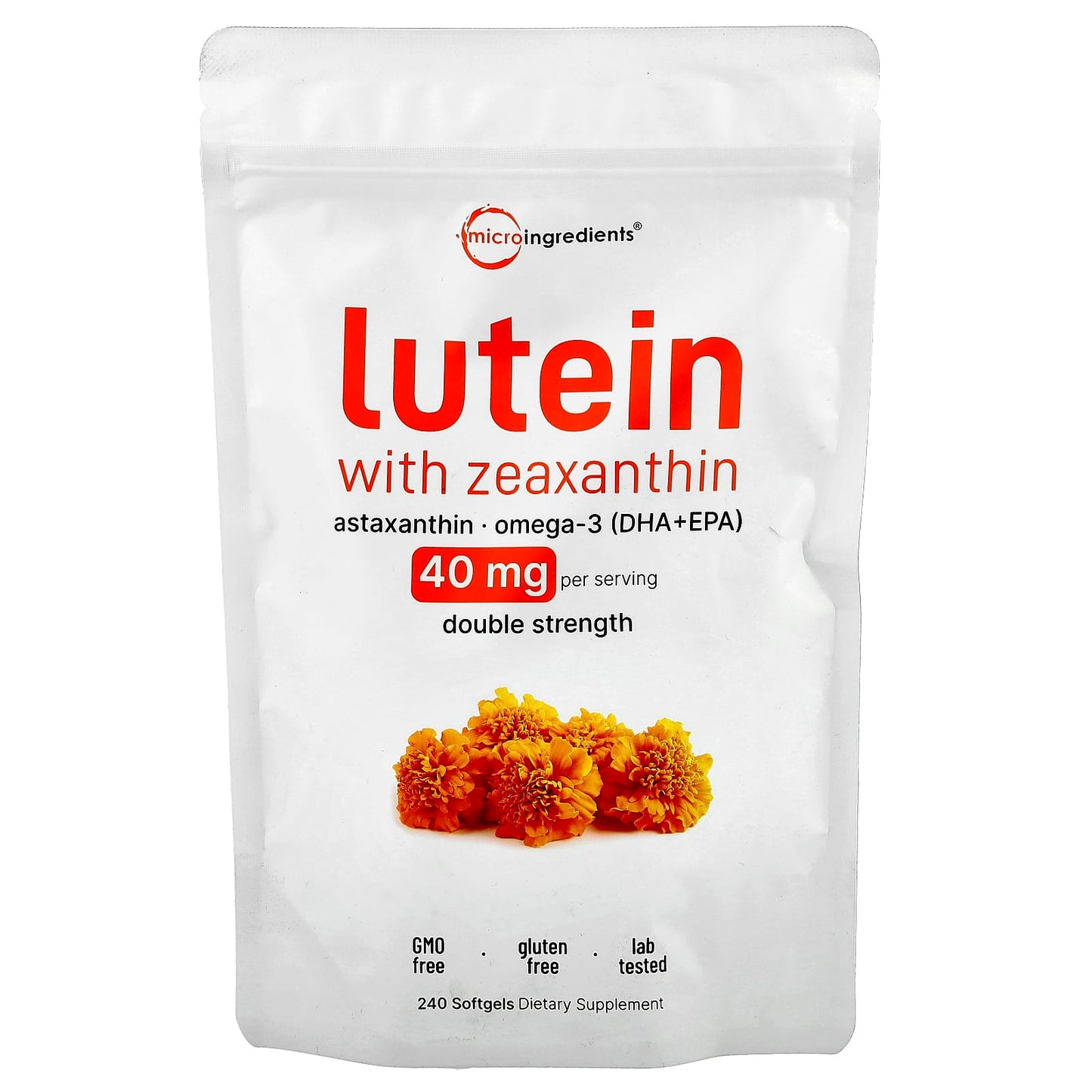 Micro Ingredients, Lutein with Zeaxanthin, 40 mg, 240 Softgels (20 mg per Softgel)