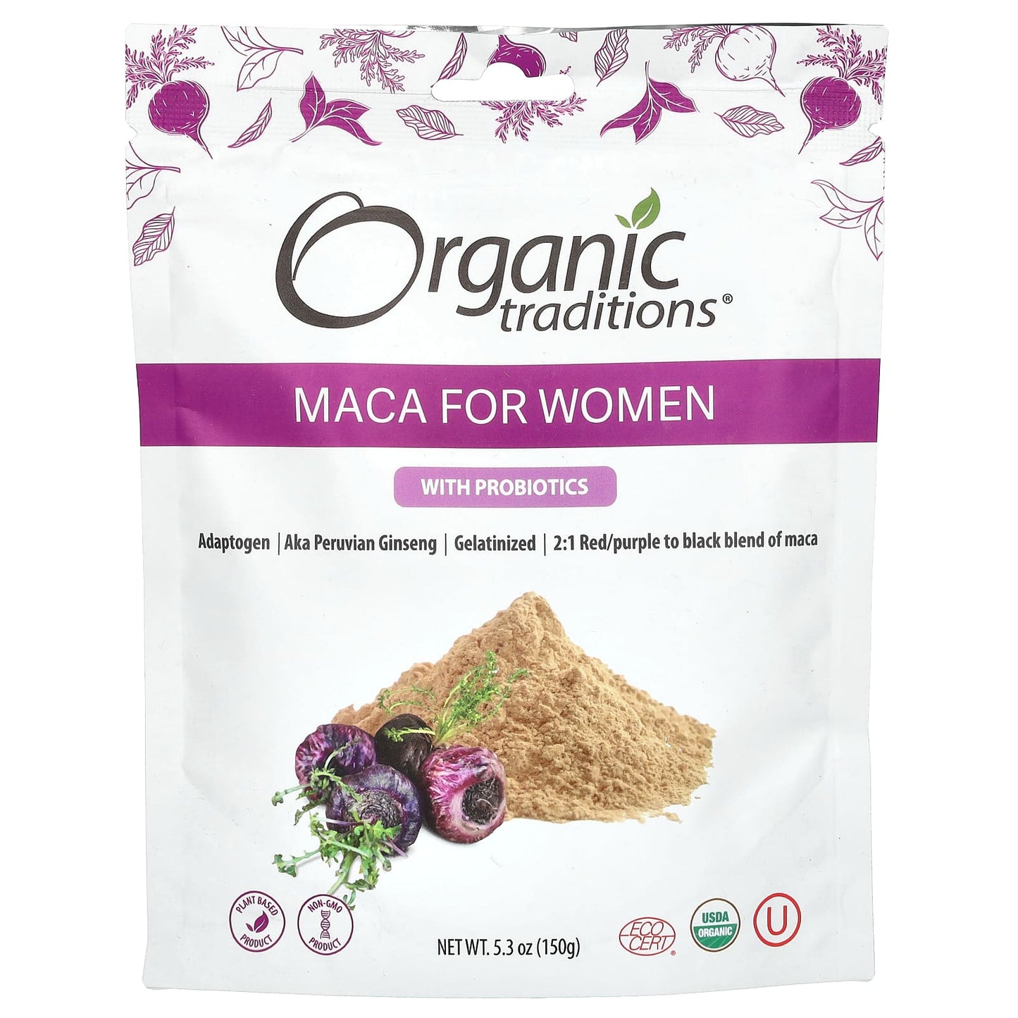 Organic Traditions, Maca For Women with Probiotics, 5.3 oz (150 g) - Image 1