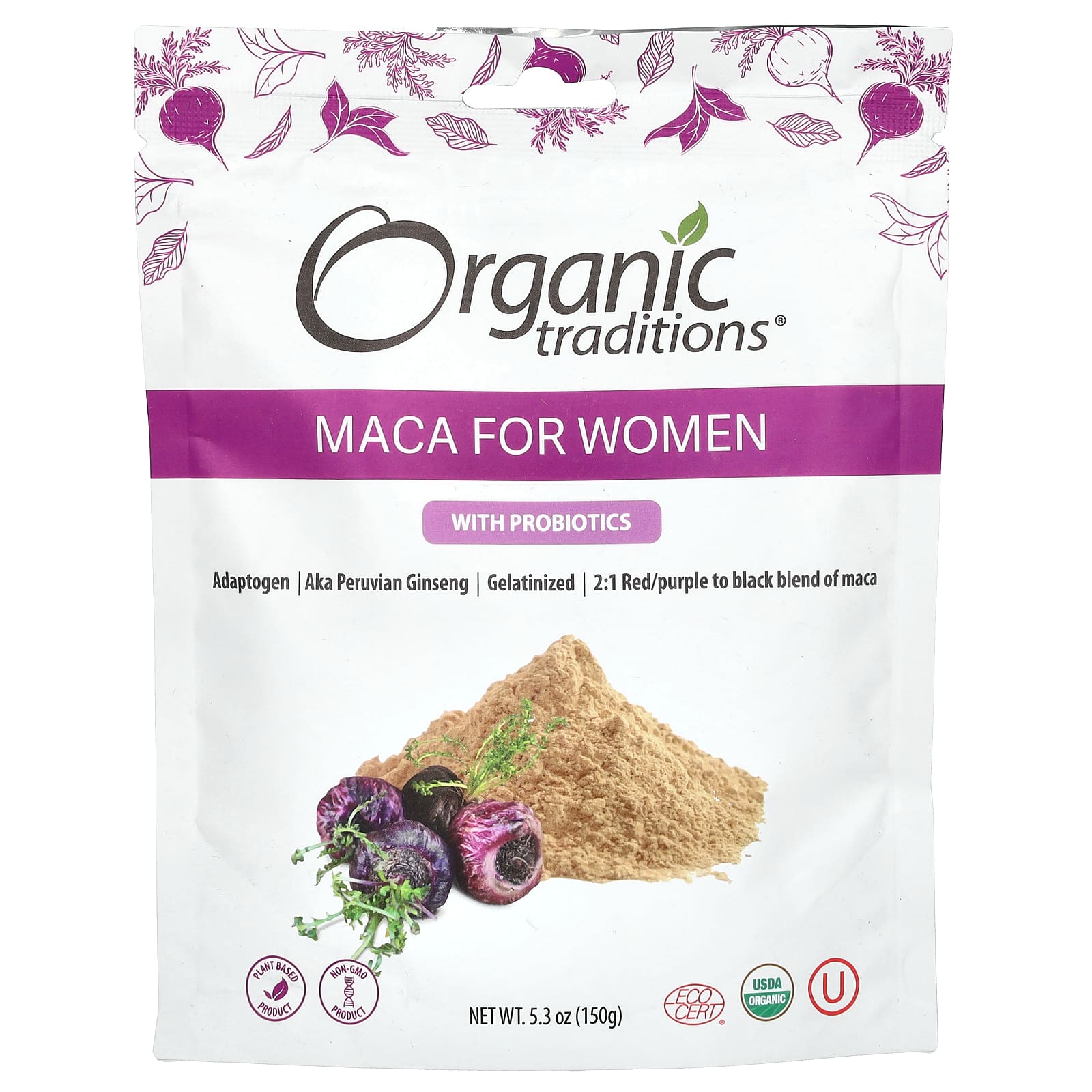 Organic Traditions, Maca For Women with Probiotics, 5.3 oz (150 g) - Image 1