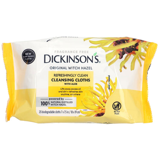Dickinson Brands, Original Witch Hazel, Refreshingly Clean Cleansing Cloths, Fragrance Free , 25 Cloths - Image 1