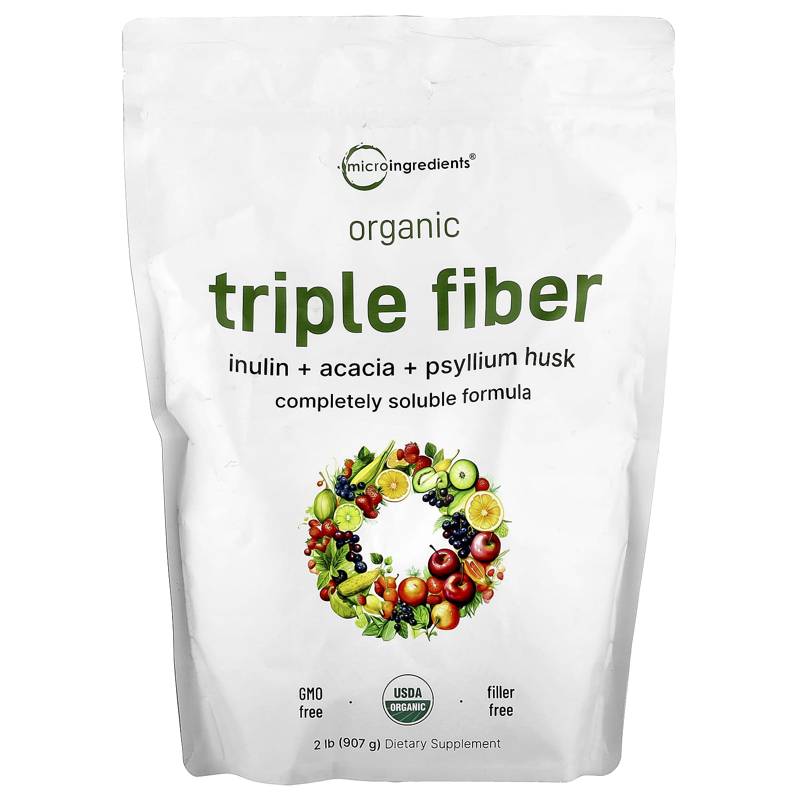 Micro Ingredients, Organic Triple Fiber, 2 lb (907 g) - Image 1