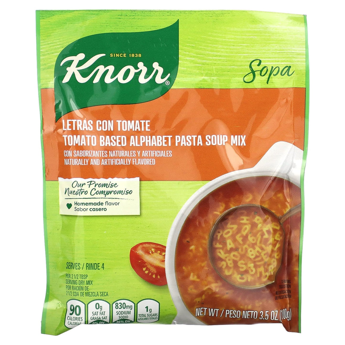 Knorr, Tomato Based Alphabet Pasta Soup Mix, 3.5 oz (100 g) - Image 1