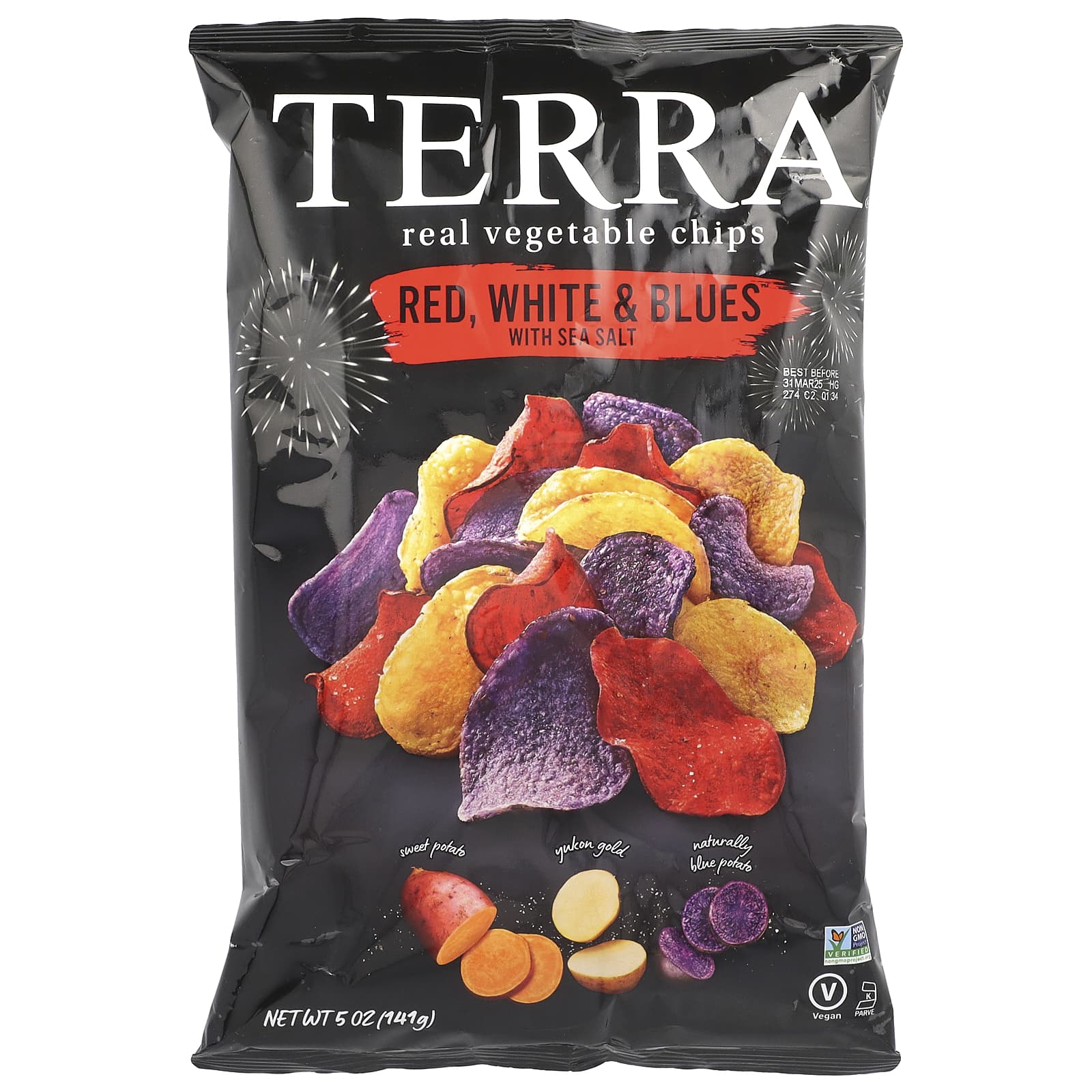 Terra, Real Vegetable Chips, Red, White & Blues with Sea Salt, 5 oz (141 g) - Image 1