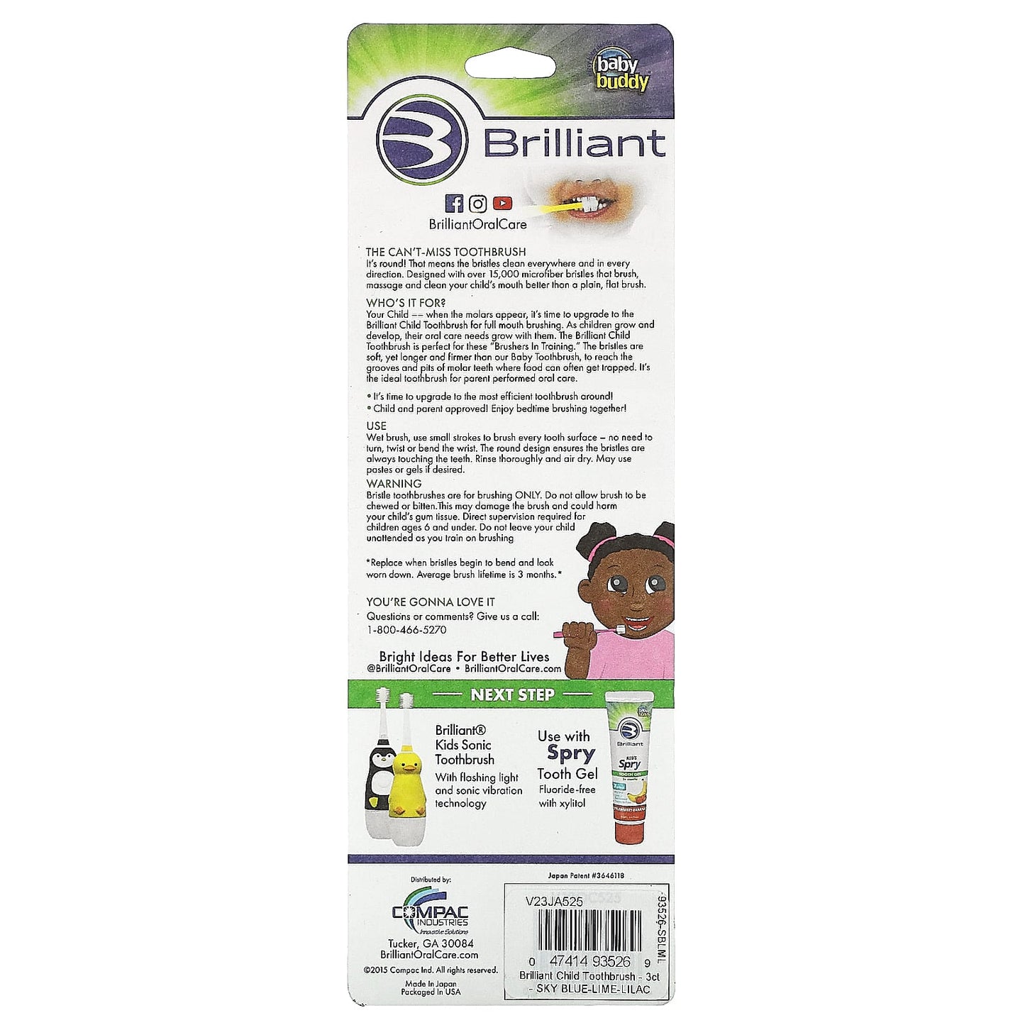 Baby Buddy Brilliant Child Toothbrush (3 Pack, 2-5 Years) - Image 2