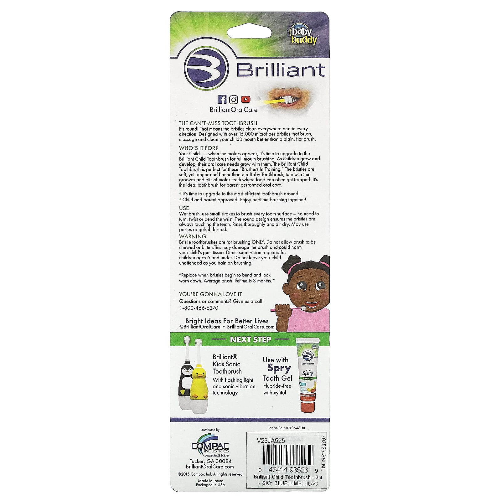 Baby Buddy Brilliant Child Toothbrush (3 Pack, 2-5 Years) - Image 2