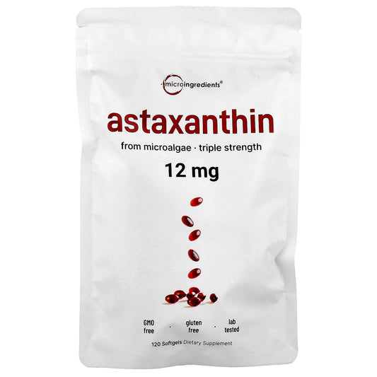 Micro Ingredients, Astaxanthin , 12 mg, 120 Softgels - Image 1