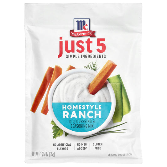 McCormick, Just 5 Simple Ingredients, Dip, Dressing & Seasoning Mix, Homestyle Ranch, 1.25 oz (35 g) - Image 1