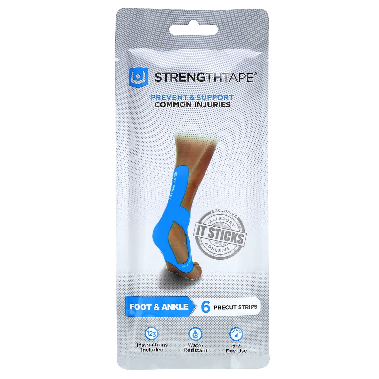 Strengthtape, Kinesiology Tape Kit, Foot & Ankle, 6 Precut Strips - Image 1