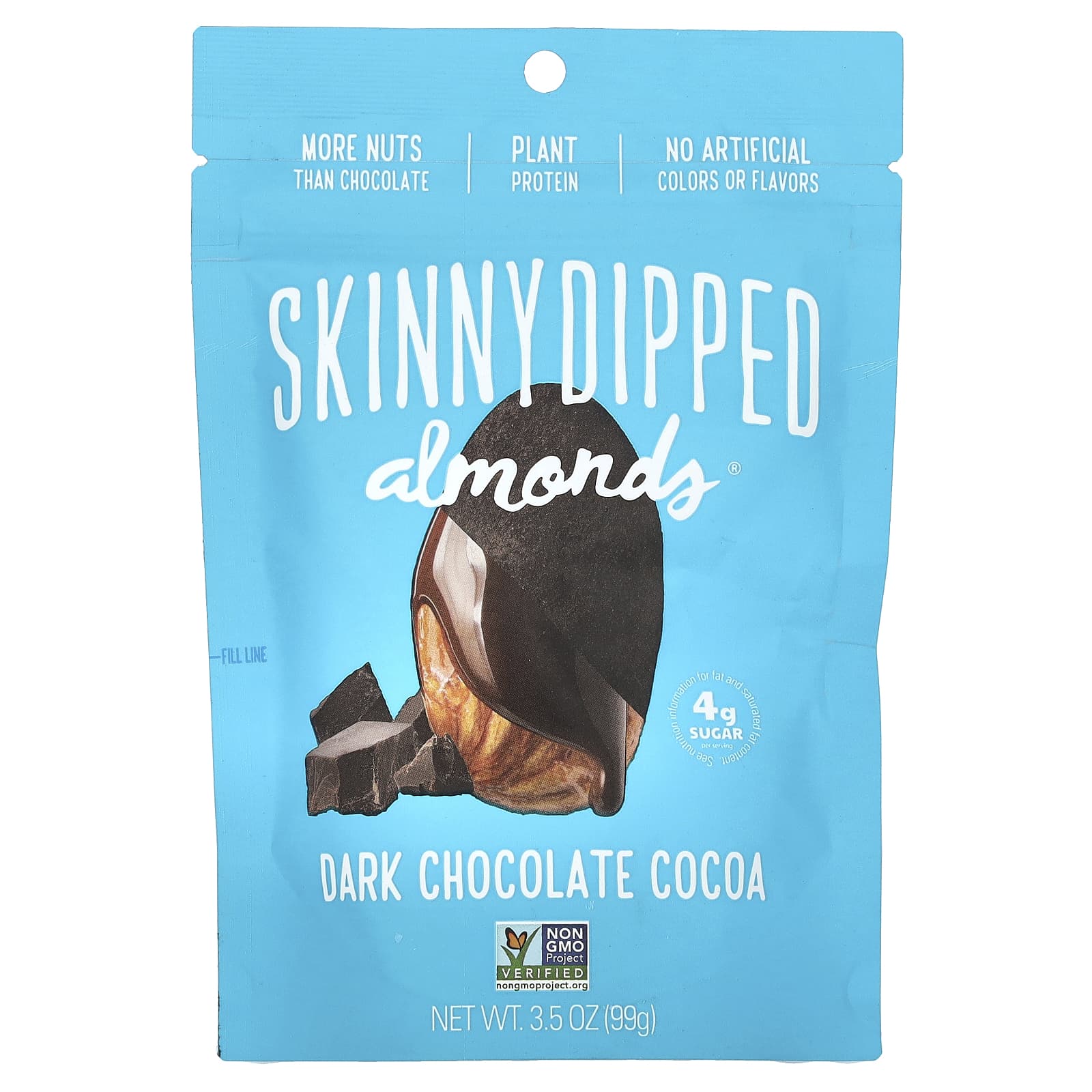 SkinnyDipped, Dark Chocolate Cocoa Almonds, 3.5 oz (99 g) - Image 1
