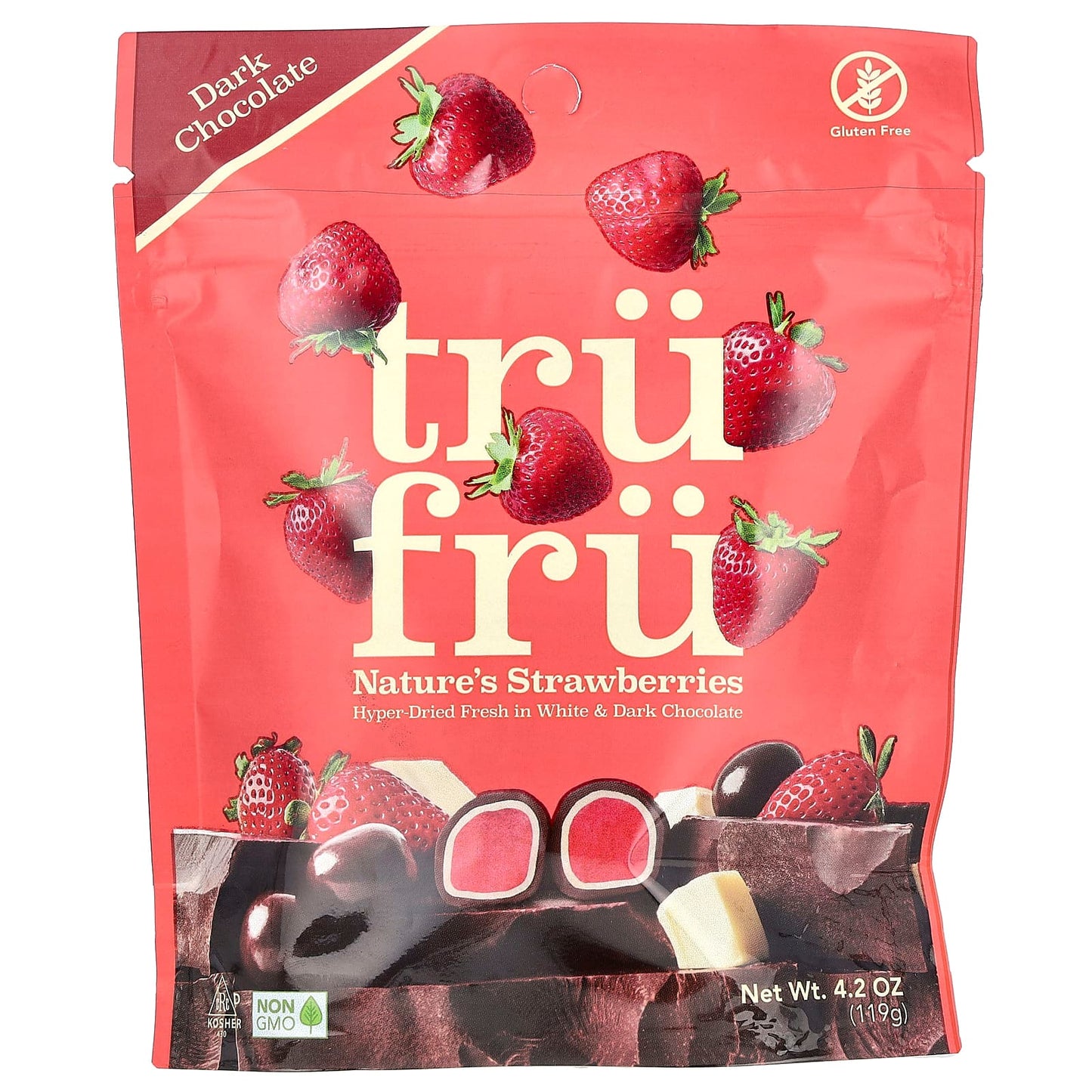 Tru Fru, Nature's Strawberries, Dark Chocolate, 4.2 oz (119 g) - Image 1