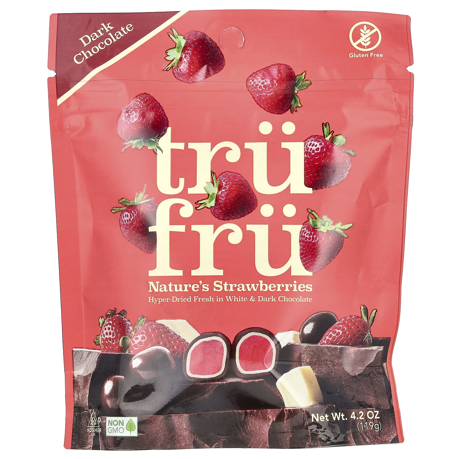 Tru Fru, Nature's Strawberries, Dark Chocolate, 4.2 oz (119 g) - Image 1