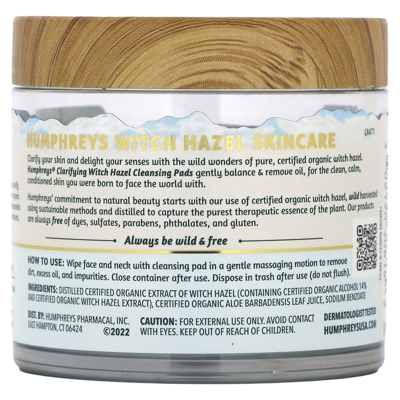 Humphreys Witch Hazel Clarifying Cleansing Pads, Fragrance Free, 60 Count - Image 2