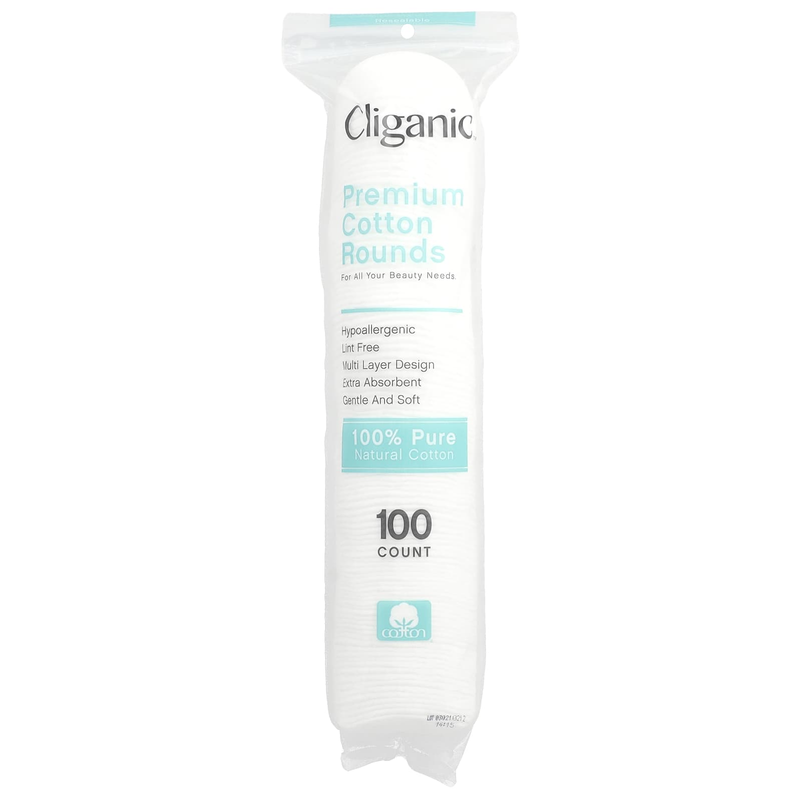 Cliganic Premium Natural Cotton Rounds - 100 Count, Reusable, Lint Free - Image 1