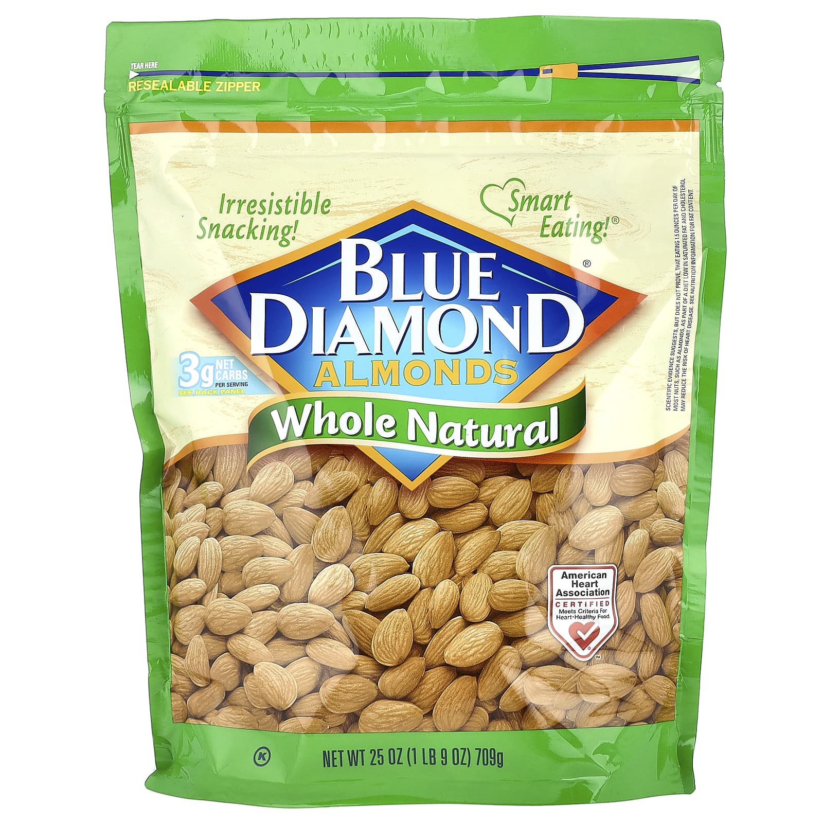 Whole Natural Blue Diamond Almonds, 25 oz (709g) for Healthy Snacking - Image 1