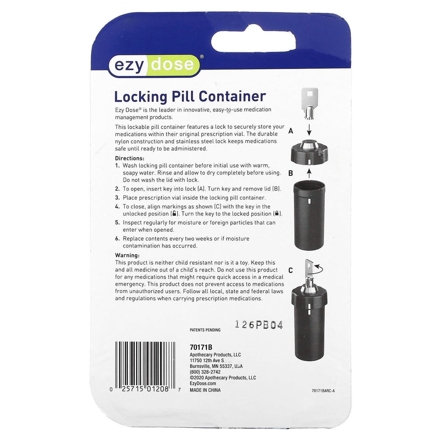 Ezy Dose Locking Pill Container - Secure Medication Storage - Image 2