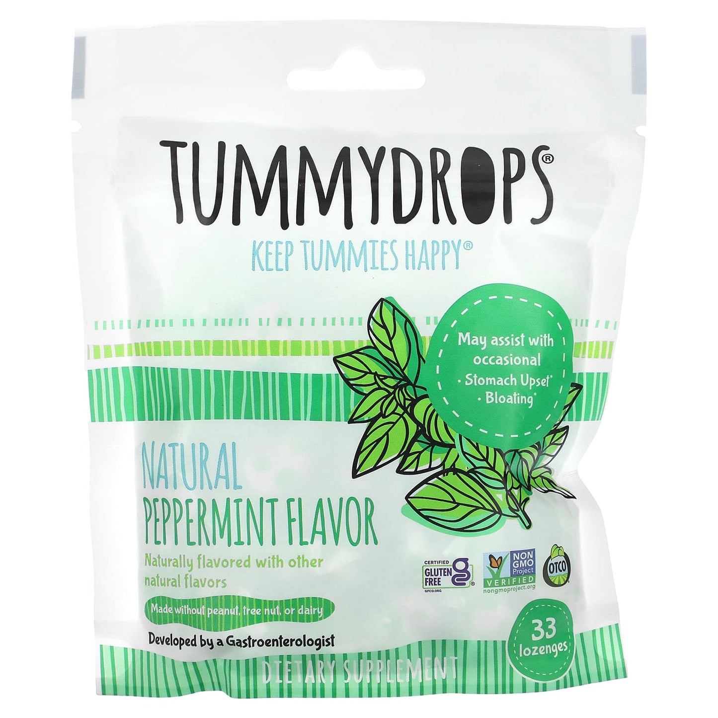 Tummydrops, Natural Peppermint, 33 Lozenges - Image 1