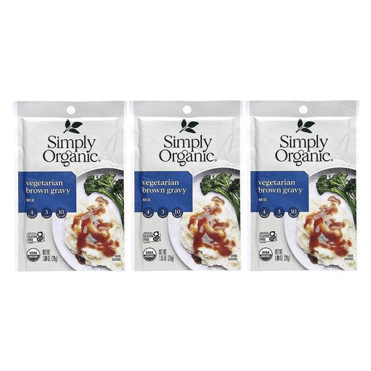 Simply Organic, Vegetarian Brown Gravy Mix , 3 Pack, 1 oz (28 g) Each - Image 1