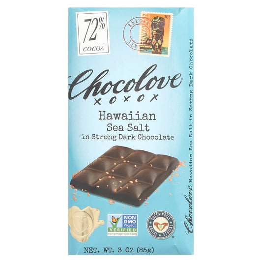 Chocolove, Hawaiian Sea Salt in Strong Dark Chocolate, 72% Cocoa, 3 oz (85 g)