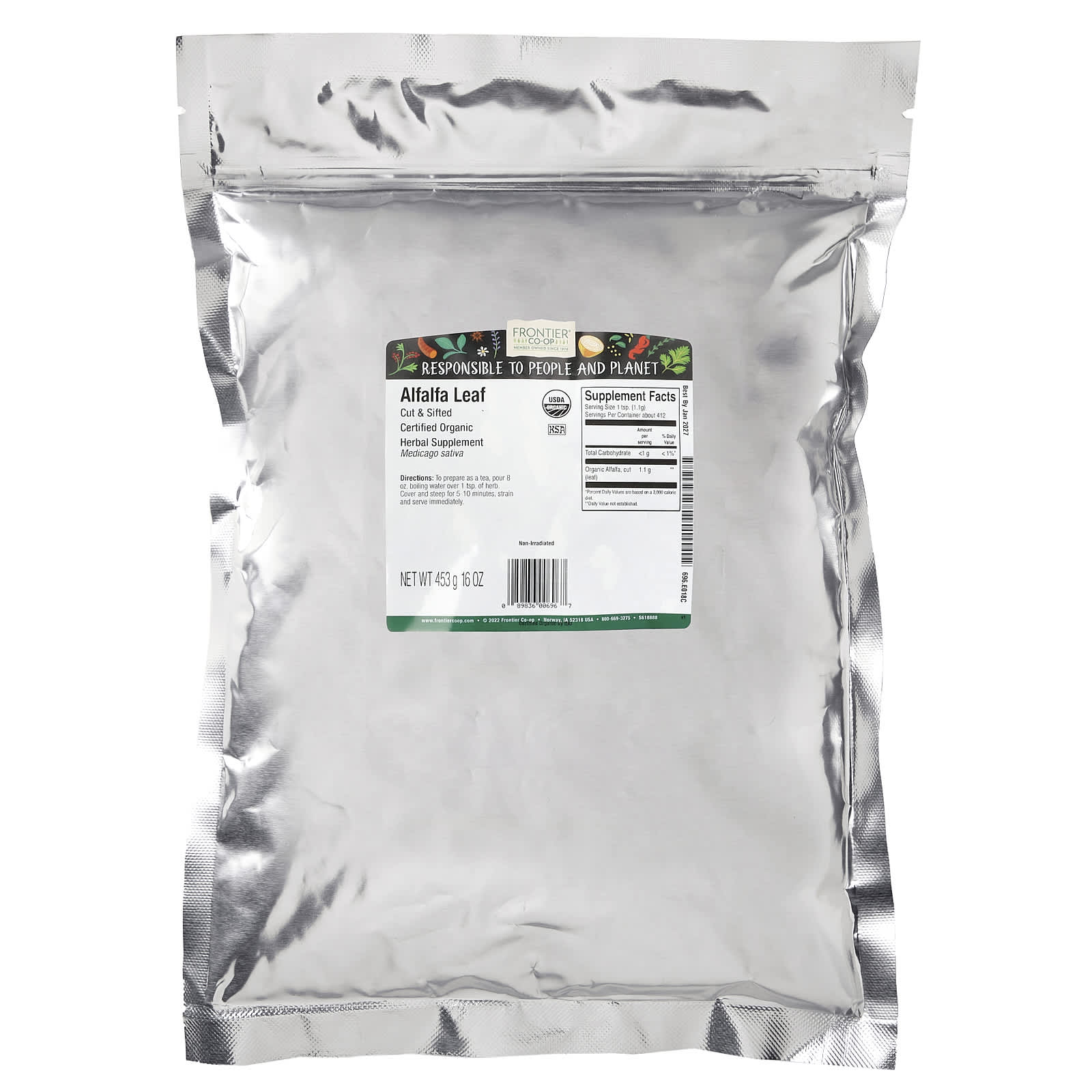 Organic Alfalfa Leaf Tea by Frontier Co-op, USDA Certified - 16 oz - Image 2