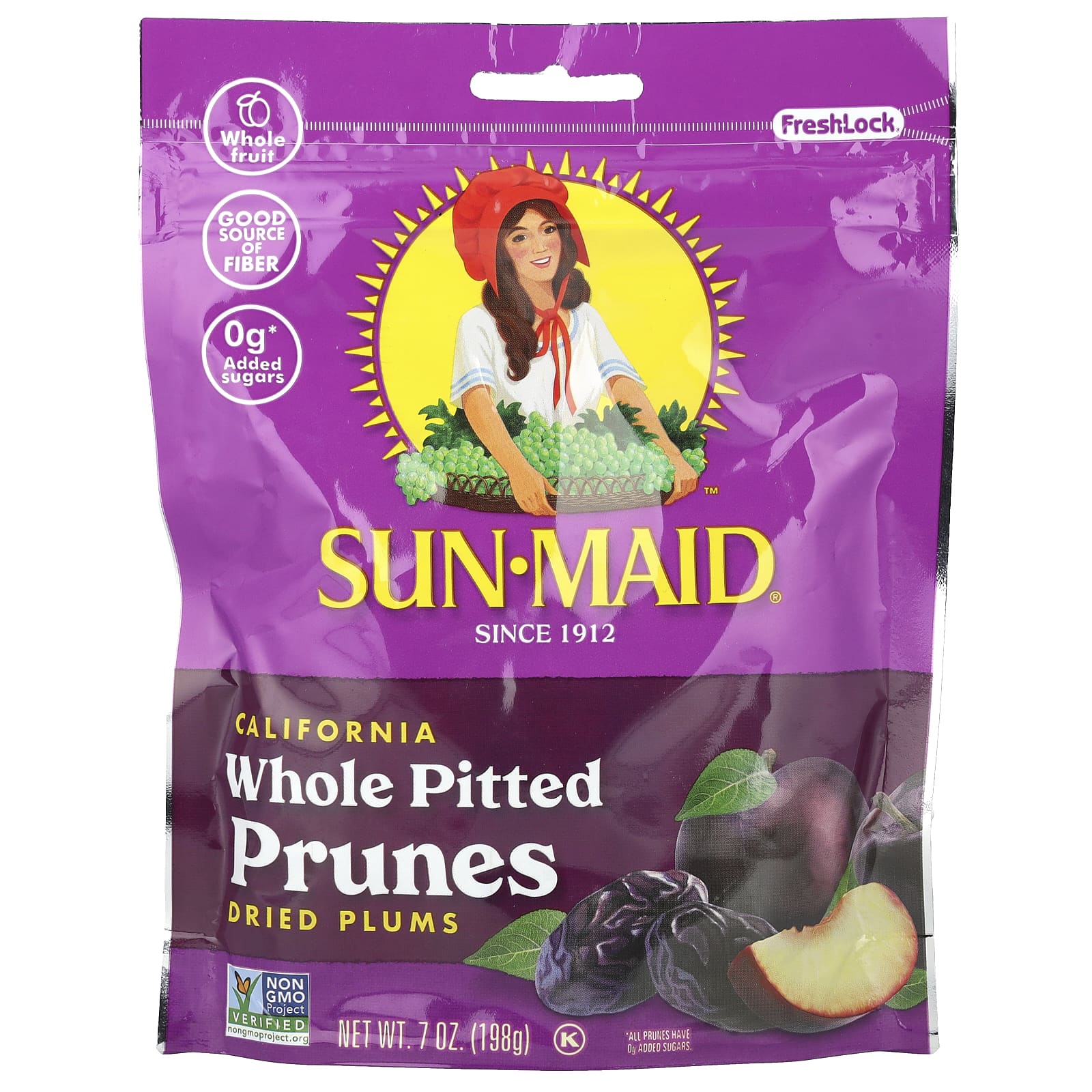 Sun-Maid, California Whole Pitted Prunes, Dried Plums, 7 oz (198 g) - Image 1