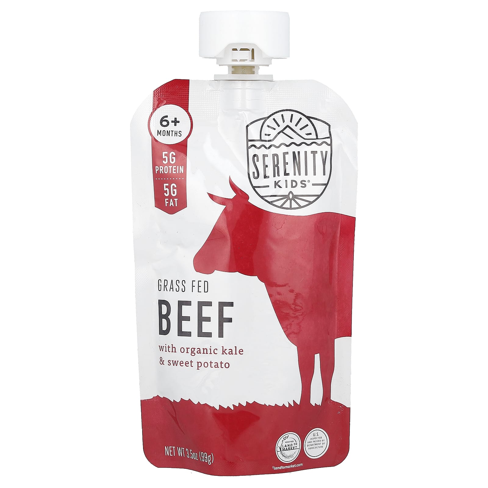 Serenity Kids, Beef with Organic Kale & Sweet Potato, 6+ Months, 3.5 oz (99 g) - Image 1