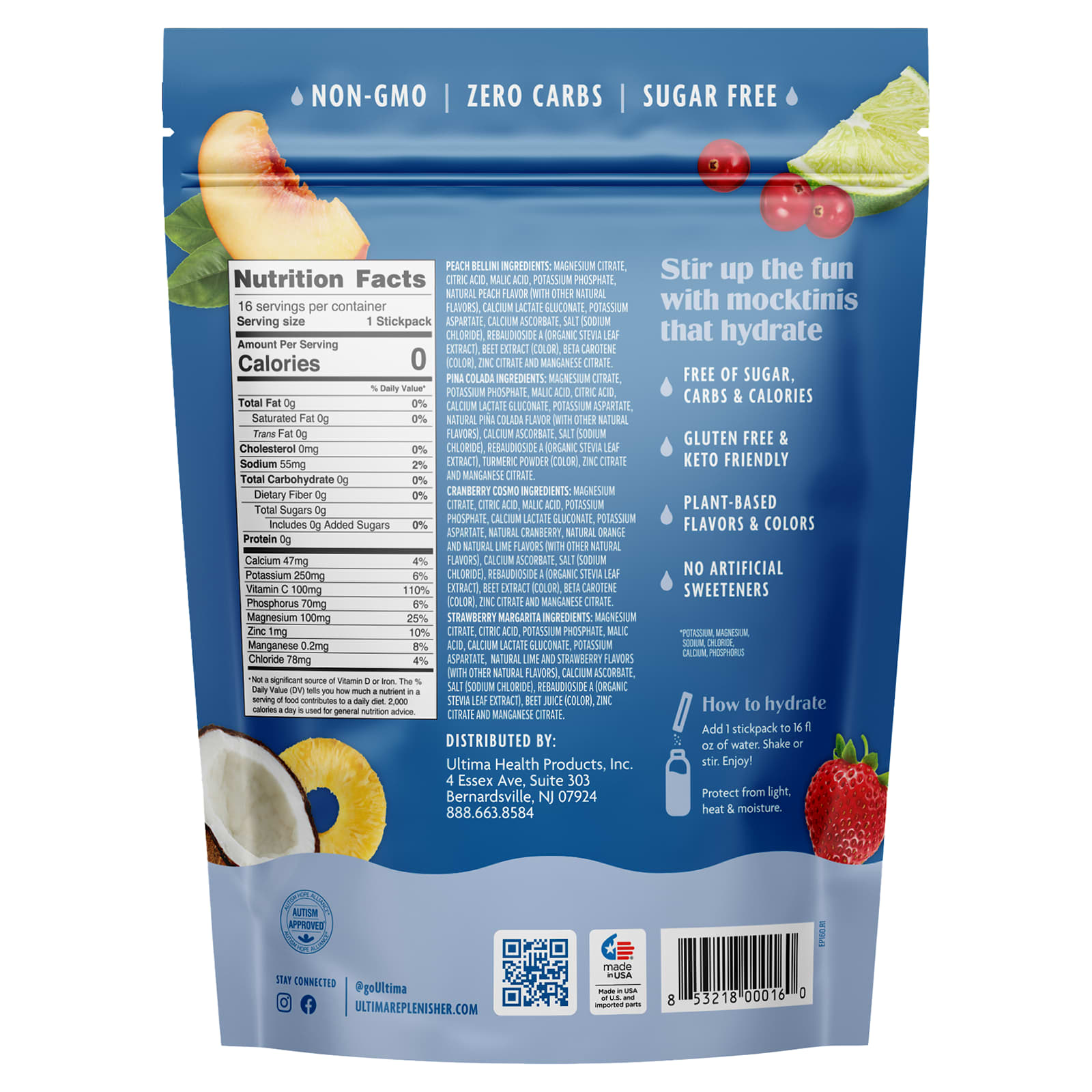 Ultima Replenisher, 6 Essential Electrolytes, Daily Electrolyte Drink Mix, Mocktini Variety Pack, 16 Stickpacks, 2 oz (56 g) - Image 2