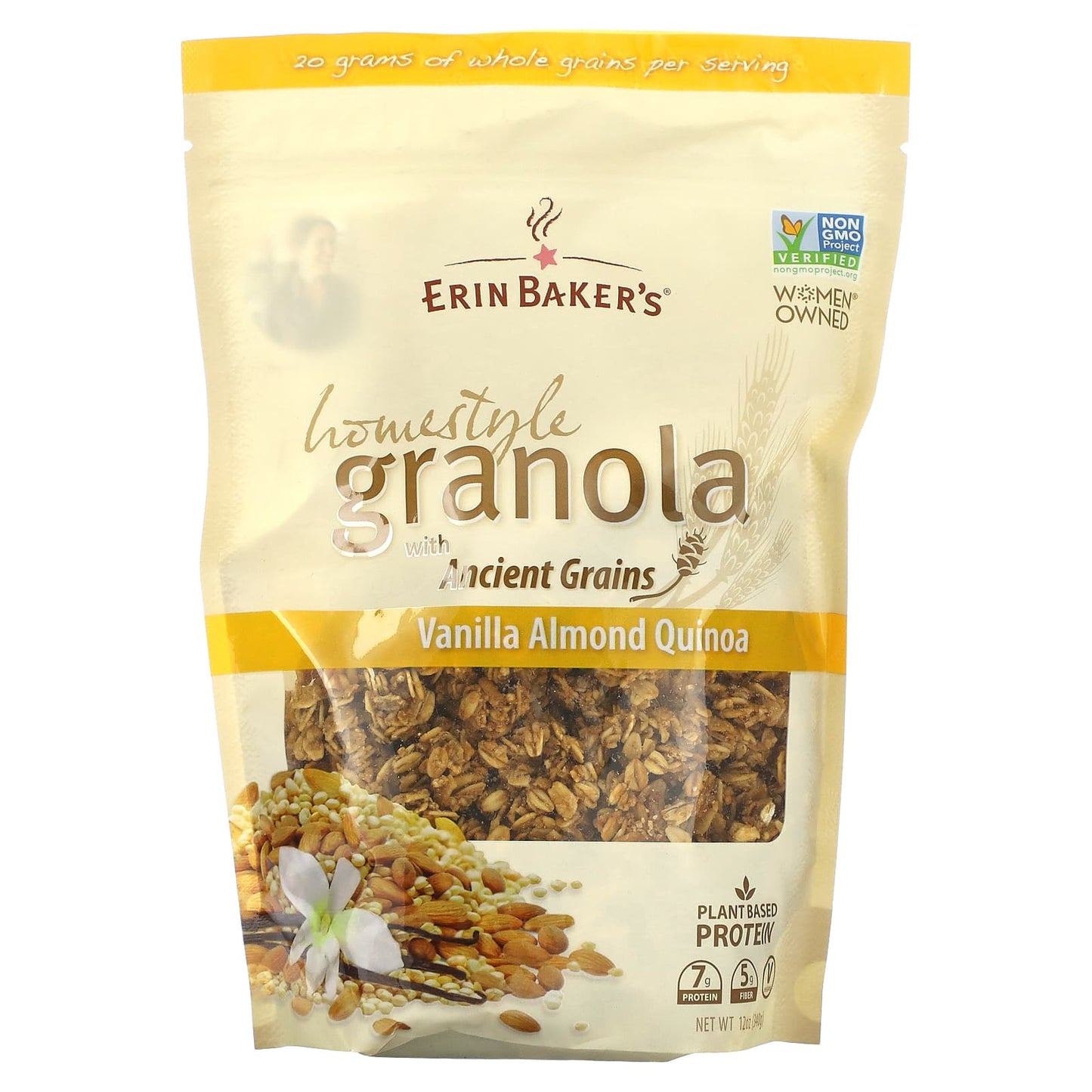 Erin Baker's Ancient Grain Granola with Quinoa &amp; Vanilla, 12 oz - Whole Grain Snack - Image 1