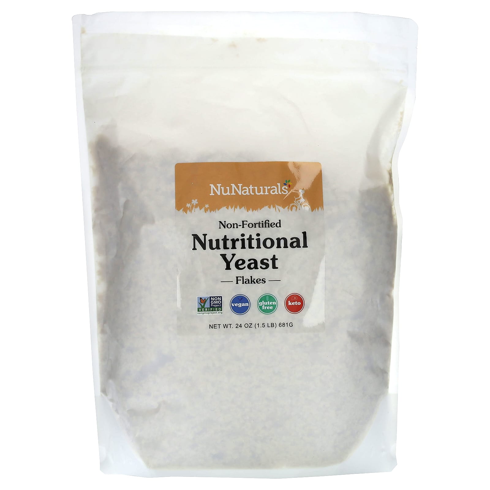 NuNaturals, Non-Fortified Nutritional Yeast Flakes, 1.5 lb (681 g) - Image 1