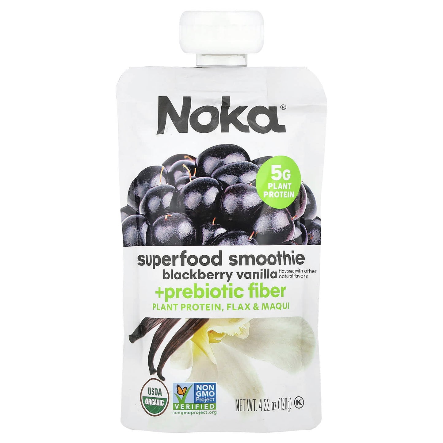 Noka, Superfood Smoothie + Prebiotic Fiber, Blackberry Vanilla, 4.22 oz (120 g) - Image 1