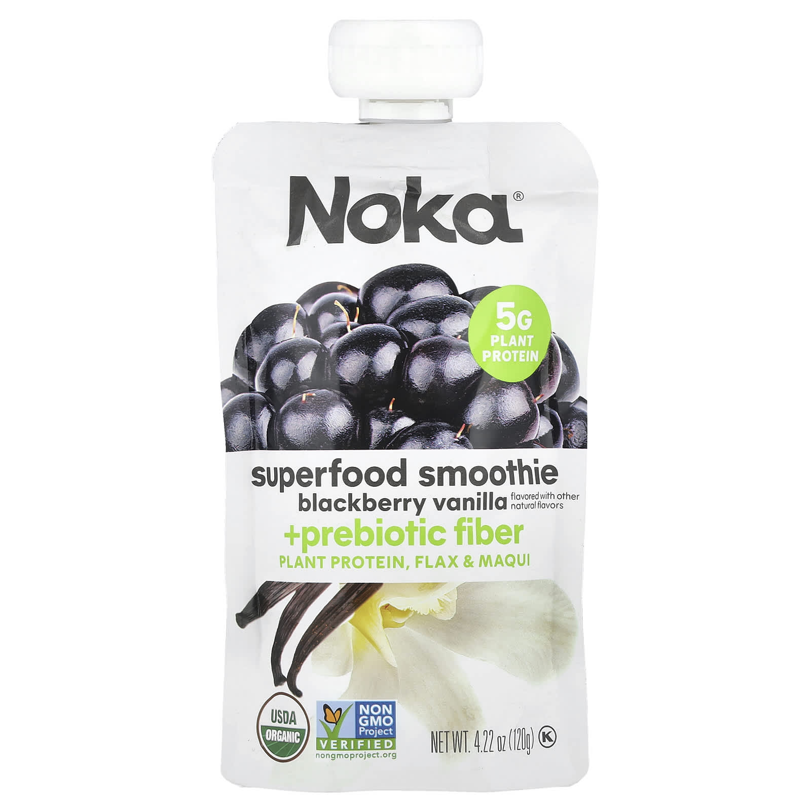 Noka, Superfood Smoothie + Prebiotic Fiber, Blackberry Vanilla, 4.22 oz (120 g) - Image 1
