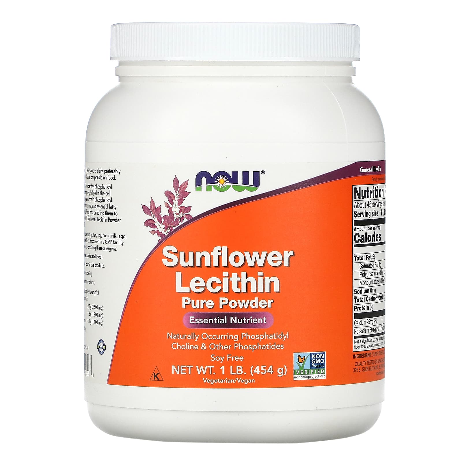 NOW Foods, Sunflower Lecithin, Pure Powder, 1 lb (454 g) - Image 1
