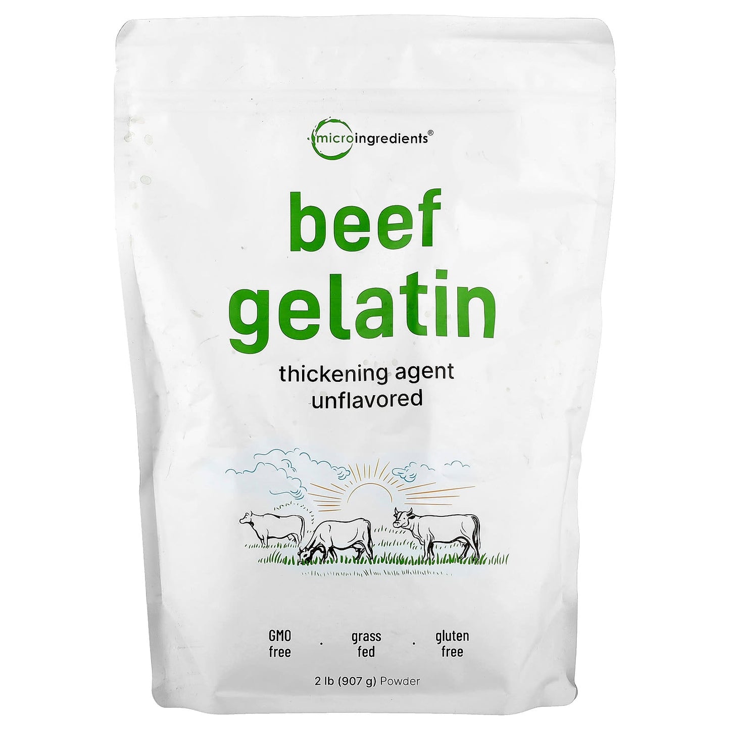 Micro Ingredients, Beef Gelatin Powder, Unflavored, 2 lb (907 g) - Image 1