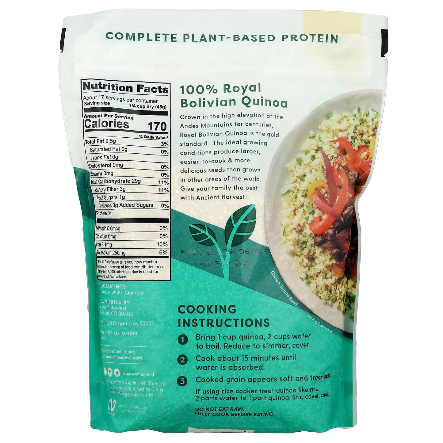 Ancient Harvest Organic Quinoa 27 oz - High-Fiber, Gluten-Free, USDA Certified - Image 2