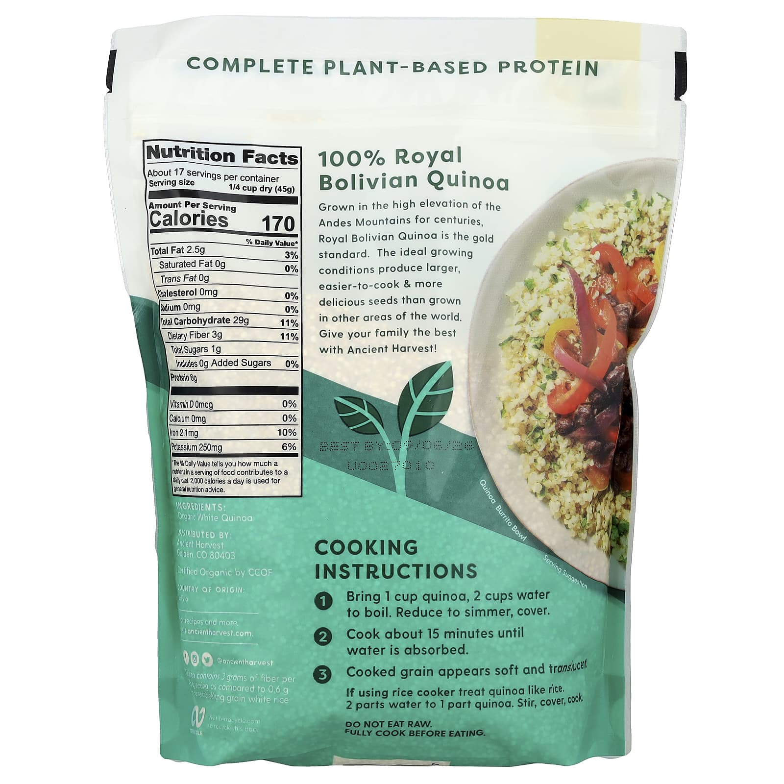 Ancient Harvest Organic Quinoa 27 oz - High-Fiber, Gluten-Free, USDA Certified - Image 2