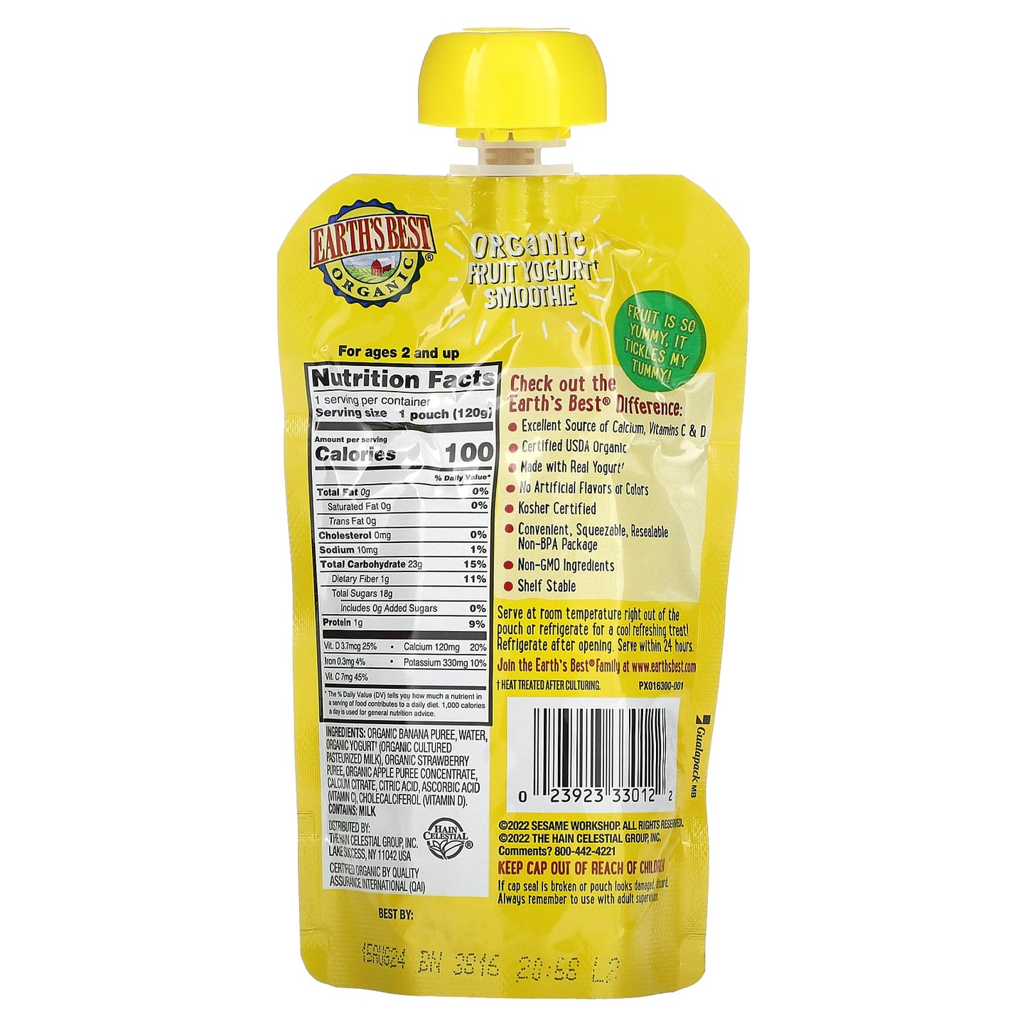 Earth's Best Organic Strawberry Banana Yogurt Smoothie for Kids, 4.2 oz - Image 2