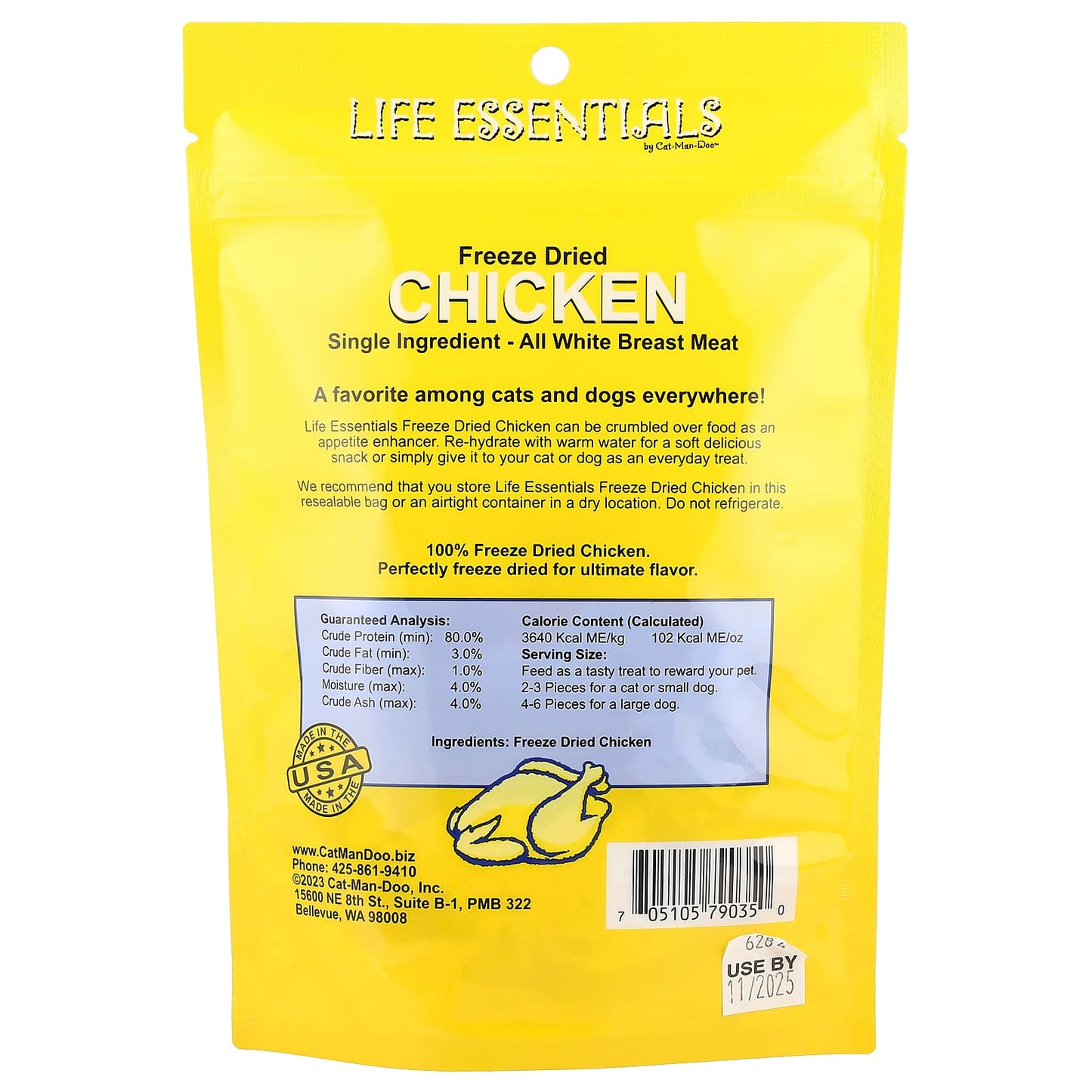 Cat-Man-Doo Freeze Dried Chicken Treats for Cats and Dogs, 2 oz - Image 2
