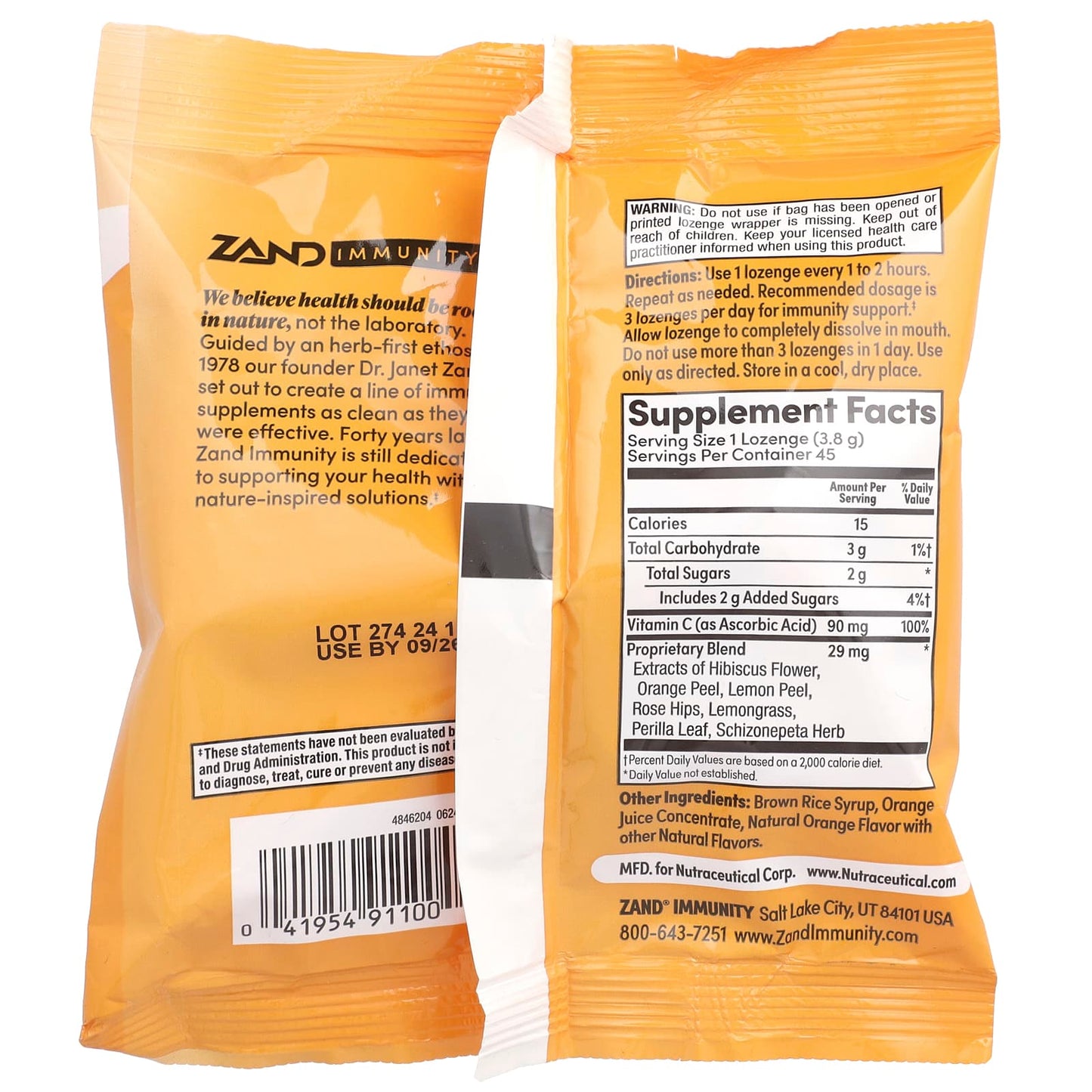 Zand, Immunity, Orange C, Natural, 45 Lozenges - Image 2