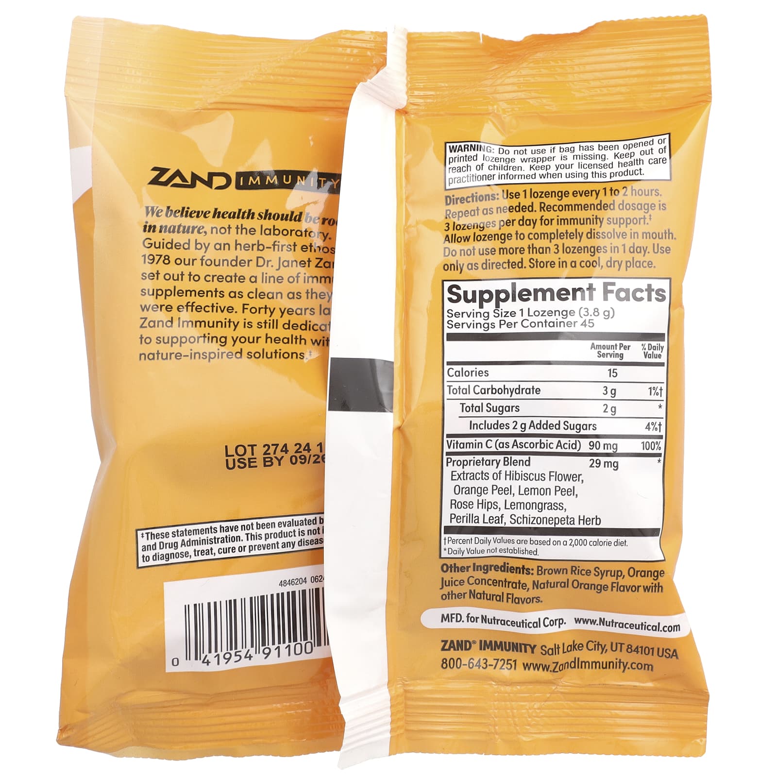 Zand, Immunity, Orange C, Natural, 45 Lozenges - Image 2