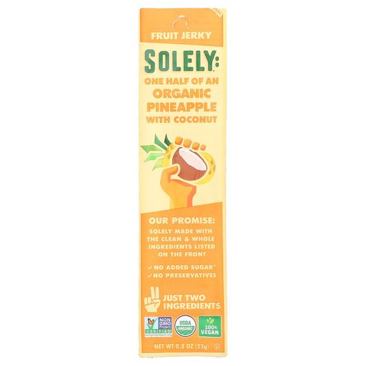Solely, Fruit Jerky, Organic Pineapple with Coconut, 0.8 oz (23 g) - Image 1