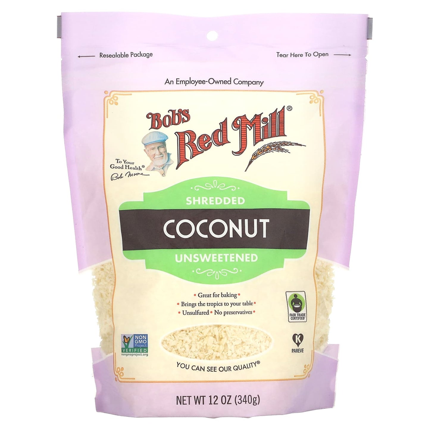 Bob's Red Mill Unsweetened Shredded Coconut, 12 oz (340g) - Perfect for Baking - Image 1