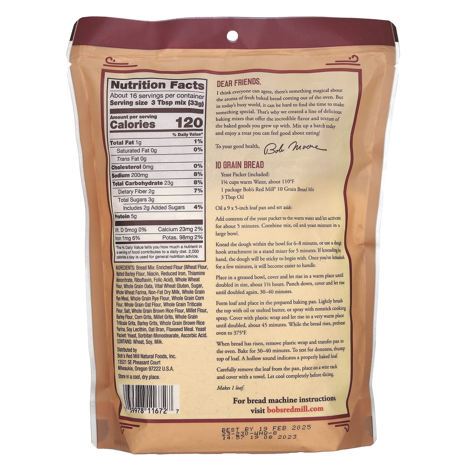 Bob's Red Mill 10 Grain Bread Mix with Whole Grains & Flaxseed | Easy Baking - Image 2